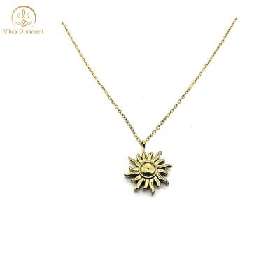 China New FASHIONABLE 18K Gold Plated Stainless Steel Long Chain With Sun Design Necklace for sale