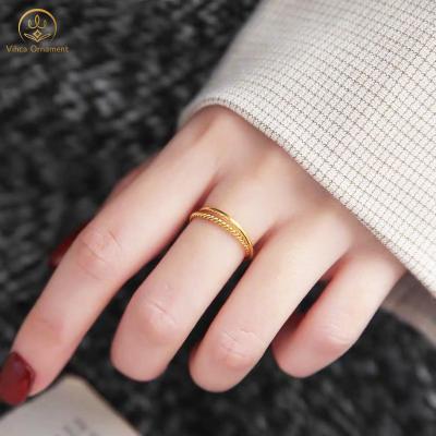 China FASHIONABLE Weixia New Couple Fashion Women Trend 18k Gold Plated Stainless Steel Rings for sale