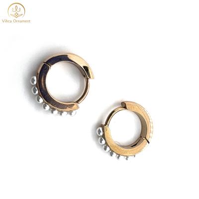 China FASHIONABLE original individual design stainless steel with Half-round pearl design earring for sale