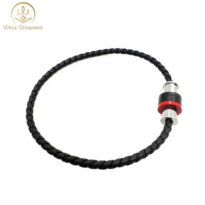 China FASHIONABLE Stainless Steel Magnet Rope Leather Wind Color Personality Male Bracelet for sale