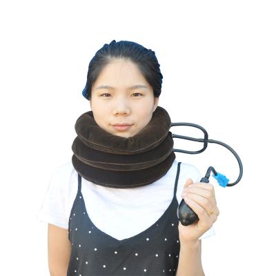 China Air Pressure /Soft Air Pressure Comfortable Inflatable Traction Neck Traction Full Flannel Air Cervical Collar / Cervical Traction Device for sale