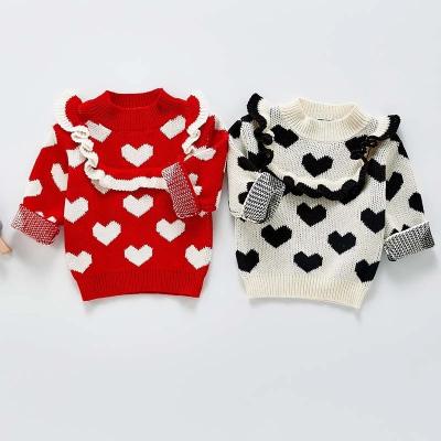 China New Cute Baby Clothes Children Boy Clothes Knitted Love Lace Sweater Soft Autumn Winter Clothes Girls Sweater Girls Child Pullover for sale