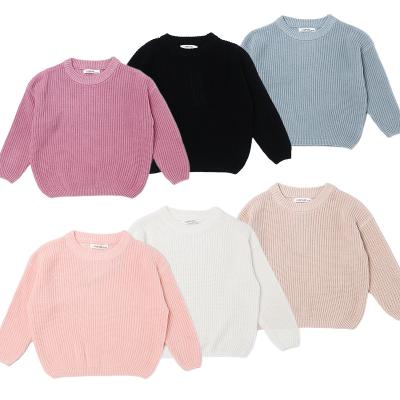 China Soft Slouchy Girls Knitted Baby Sweater Woolen Clothing Boys Autumn Winter Sweaters Pullover Top Solid Casual Basic Thick Kids Crewneck for sale