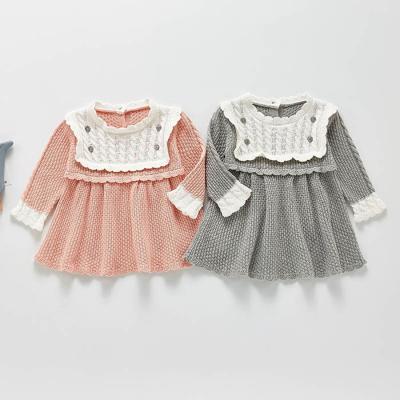 China Anti-wrinkle Korean Style Autumn Winter Infant Baby Girls Knitted Dress Children Long Sleeved Cotton Princess Dress Toddler Baby Girls Dresses for sale