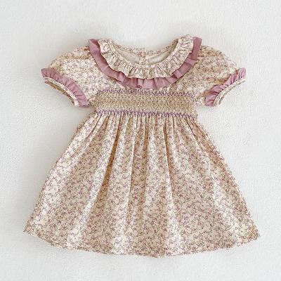 China OEM Breathable Girls Dresses Kids Short Sleeve Embroidery To Dress New Kids 2-6Yrs Baby Clothes Summer Toddler Babies Floral Dress for sale