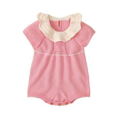 China New Popular Babies Pure Color Rompers Spring Autumn Infant Baby Romper Baby Girl Cotton Romper Knitting Clothes for sale