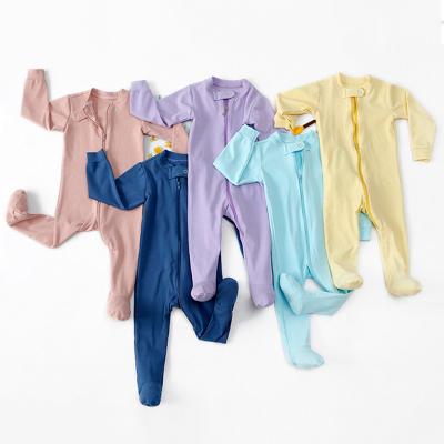 China Polyester Infant Baby Rompers/Cotton Baby One Piece Jumpsuit With Feet Long Sleeves Romper Boys Girls Solid Color Newborn Clothing for sale