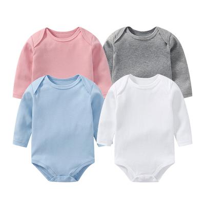 China Polyester Girl/Cotton Baby Boy Overalls Summer Baby Rompers Solid Color Newborn Soft Short Sleeve Romper Baby Clothes For 4 Color for sale