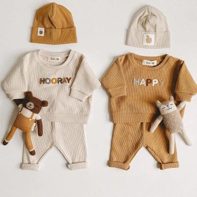 China Baby Boy Casual Girl Autumn Kids Clothes Set Toddler Long Sleeves Letter Casual Baby Boy Clothes Outfit 0-5Y Tops +Loose 2pcs Pants for sale