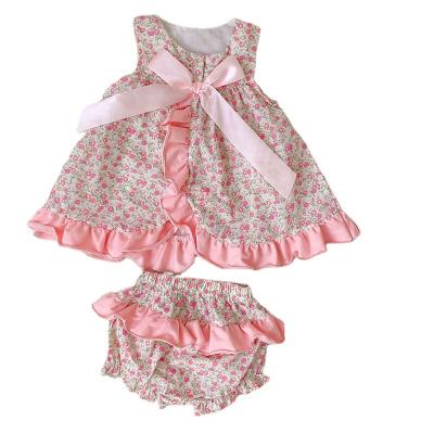 China Breathable Toddler Baby Clothes Suit Sleeveless Printing T-shirt+PP Shorts Lovely Princess Style Summer Infant Baby Girls Clothing Suit for sale