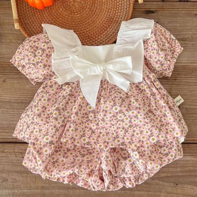 China Breathable Infant Babies Clothing Set Shorts Sleeved Cotton Printed Shirt+Shorts Summer Newborn Babies Clothing Suit for sale