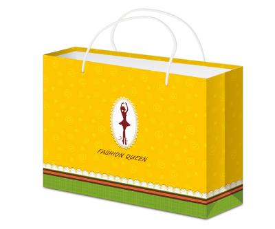 China 2021 Recyclable Yellow Custom Shopping Paper Bag Paper Bag With Logo for sale