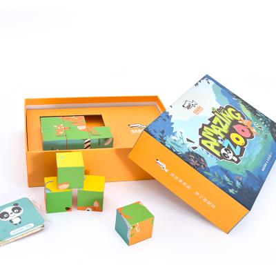 China Toy Factory Custom Cartoon Cardboard Intelligent Educational Magic Cube Puzzle 9 Pieces for sale