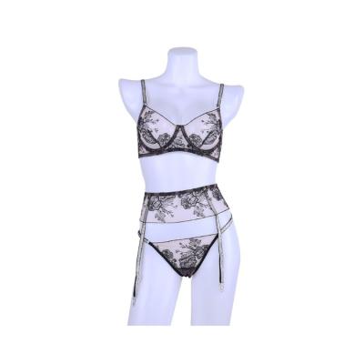 China 2022 summer new female midnight sexy perspective embroidery sexy lingerie set for sale