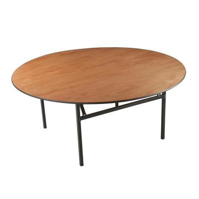 China Desgin steel frame wood top round table modern folding banquet table events table for sale for sale