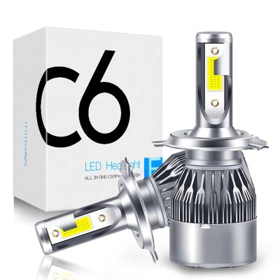 China C6 led auto headlight cob chip csp canbus 880 9004 9005 9006 9007 9012 H1 H3 H4 H7 led headlight bulb H13 headlights C6 led light car for sale