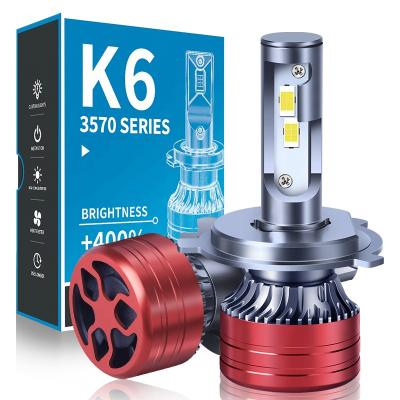 China Hot sale long life K6 led car light canbus headlights csp 3570 chip h4 led lamp led headlight car for sale