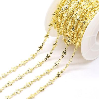 China Star Shape Brass Necklace Chain Gold Plated Brass Chain For Bracelet Jewelry Making DIY Materials for sale