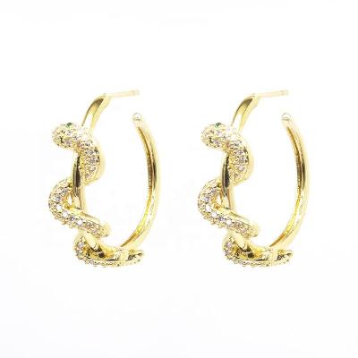 China Statement Fashion Romantic Snake Huggie Earrings Gold Plated Animal Huggie Earrings For Women Jewelry for sale