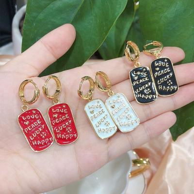 China Wholesale CLASSIC enamel hook earrings color CZ stud earring set 18k gold haggie women for sale