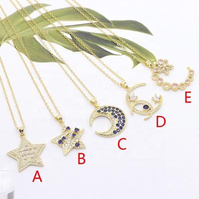 China FASHIONABLE moon and star shape charms delicate necklace for women 18k plated high quality jewelry for sale