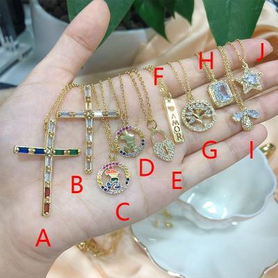 China FASHIONABLE Charm Women Lock Chain Gold Necklace Stone Design Cross Necklace for sale