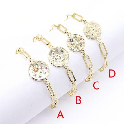 China FASHIONABLE Wholesale Supplier 18K Gold Plated Pending Brass Jewelry Coins Bracelet for sale