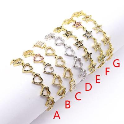 China FASHIONABLE Classic Multiple Color Bangle Star And Brass Heart Bangle 18K Gold Plated Jewelry for sale