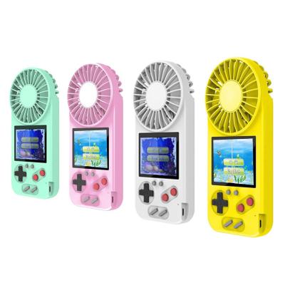 China Plastic Handheld Game Console With USB Fan Color Screen 500 In 1 Retro Game Console Game Console With Mini Personal Fan For Kids Adults for sale