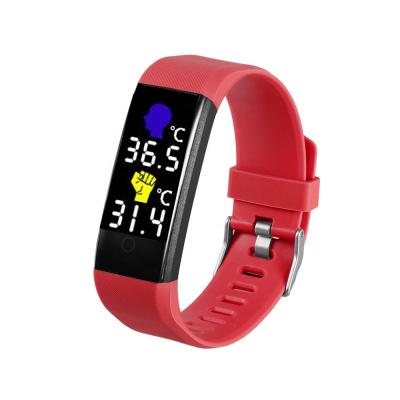 China 115Plus Touch Screen Smart Bracelet Fitness Wristband Thermometer Genuine Heart Rate Wearable Smart Watch Monitor with Body Temperature Detector for sale