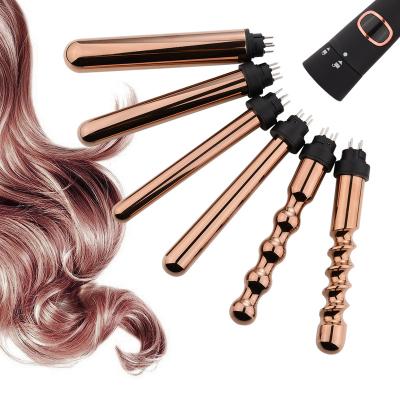 China Easy To Use Hair Curling Iron Wand Set 5 In 1 Ceramic Coating Barrels Interchangeable Electric Hair Curlers Rollers For Fast Hair Styler for sale