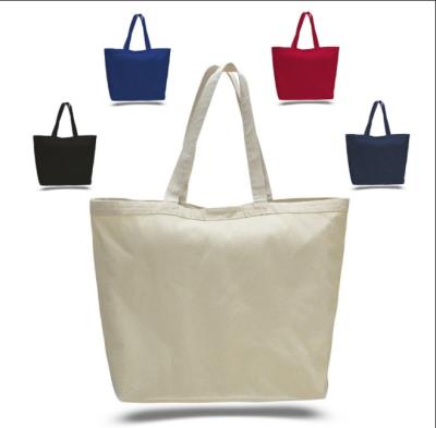 China 2022 Reusable Large Canvas Eco - Friendly Promotional Shopping Tote Bag With Zipper And Pocket for sale