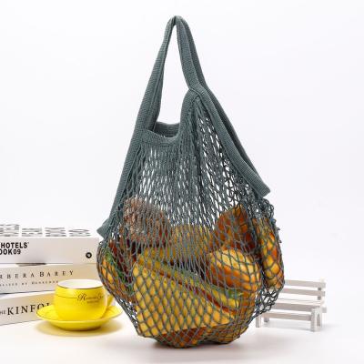 China Reusable Reusable Cotton String Mesh Grocery Bags, Foldable and Washable Shopping Bag Long Handle Net Packaging for Farmers Market for sale