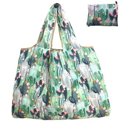 China Large Supermarket Reusable Grocery Rpet Eco-friendly Foldable Polyester Rpet Shopping Recycling Bag With Pouch for sale