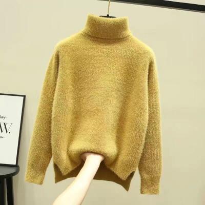 China Breathable Colorful Turtle Neck Turn Down Collar Chenille Women Sweater Knitted Sweater Women for sale