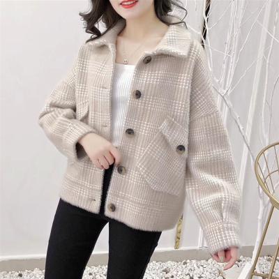 China High Quality Breathable Streetwear Style Women Knit Oversize Crop Long Sleeve Sweaters Jackets Coat for sale