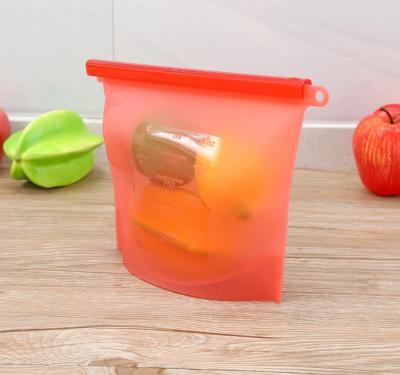 China Household Food Grade Silicone Fruit Meat Self Sealing Kitchen Silicone Storage Folding Reusable Bag for sale