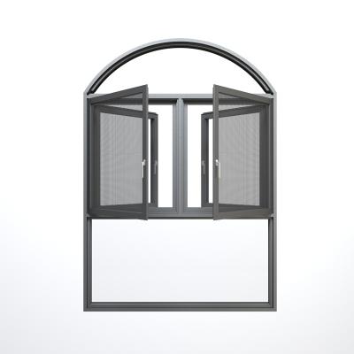 China Modern CE Certificated Round Bow Aluminum Double Door Lowes Casement Windows Windows With Custom Glass Fenster for sale