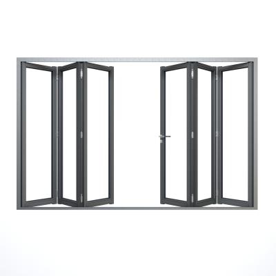 China Double-Layer Modern Aluminum Tempered Glass Good Quality Heat Insulation Soundproof Folding Door for sale