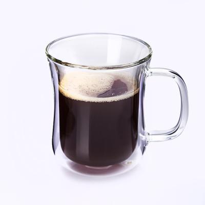 China Viable Double Walled Glass Coffee Mugs for sale