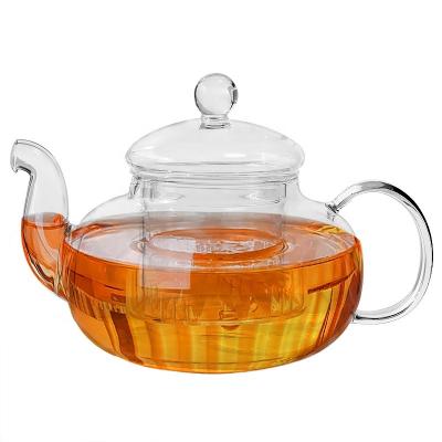 China Sustainable Teabloom Stovetop and Microwave Safe Glass Teapot with Removable Loose Tea Glass Infuser for sale