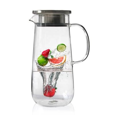 China Viable Glass Pitcher With Lid Hot Iced Tea Pitcher Water Jug Cold Water Ice Tea Wine Coffee Milk And Juice Beverage Carafe for sale