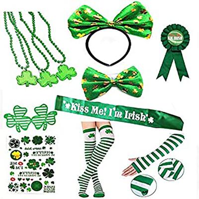 China Plastic+Cloth Shamrock Headband, Glasses, Badge, Collars, Stickers, Tie, Shoulder Straps, Socks, Gloves for St Patrick Decorations for sale