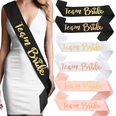 China Satin Bachelorette Party Supplies Bridal Shower Hen Party Decor Bridesmaid Accessories Team Bride Sash Wedding Sash for sale