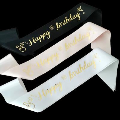 China New Girl Satin Happy Birthday Party Sash Birthday Sash For Women Girls Party Birthday Decoration Supplies for sale