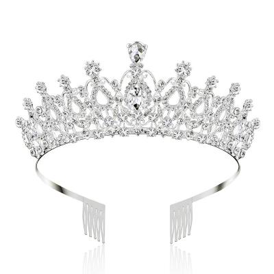 China Alloy Crystal Crowns And Tiaras With Comb Princess Pageant Crown Wedding Rhinestone Tiaras for sale