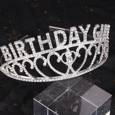 China Alloy Party Happy Birth Day Girl Letters Hearts Crown And Birthday Tiara for sale