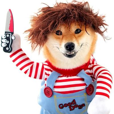 China Soft And Comfortable Multisize Stake A Knife Pet Doll Play Cosplay Halloween Funny Dog Costume for sale