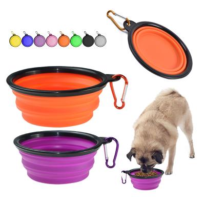 China Stocked Custom Collapsible Dog Bowl , Colorful Portable Pet Feeding Bowl for sale