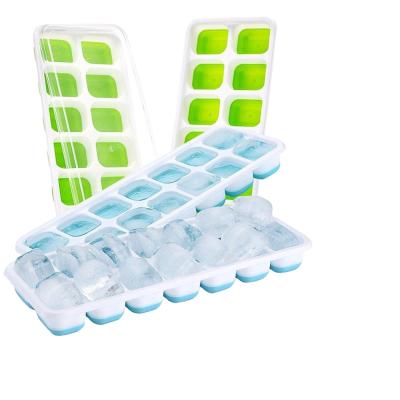 China Sustainable Durable Ice Mold , Spill-Resistant Removable Lid Food Grade Silicone Ice Cube Tray for sale